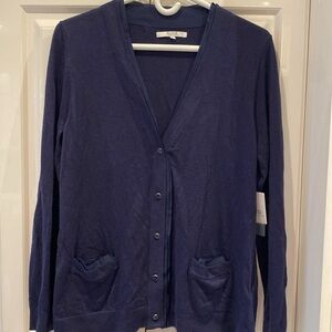 Alfred Sung cardigan sweater, long sleeve, buttons, pockets, grapeseed, large